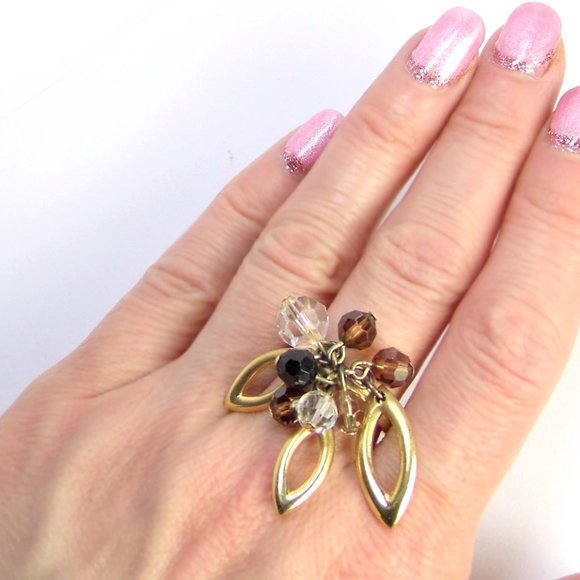 SWAROVSKI Gold over Sterling Silver Dangle Ring - Picture 6 of 9